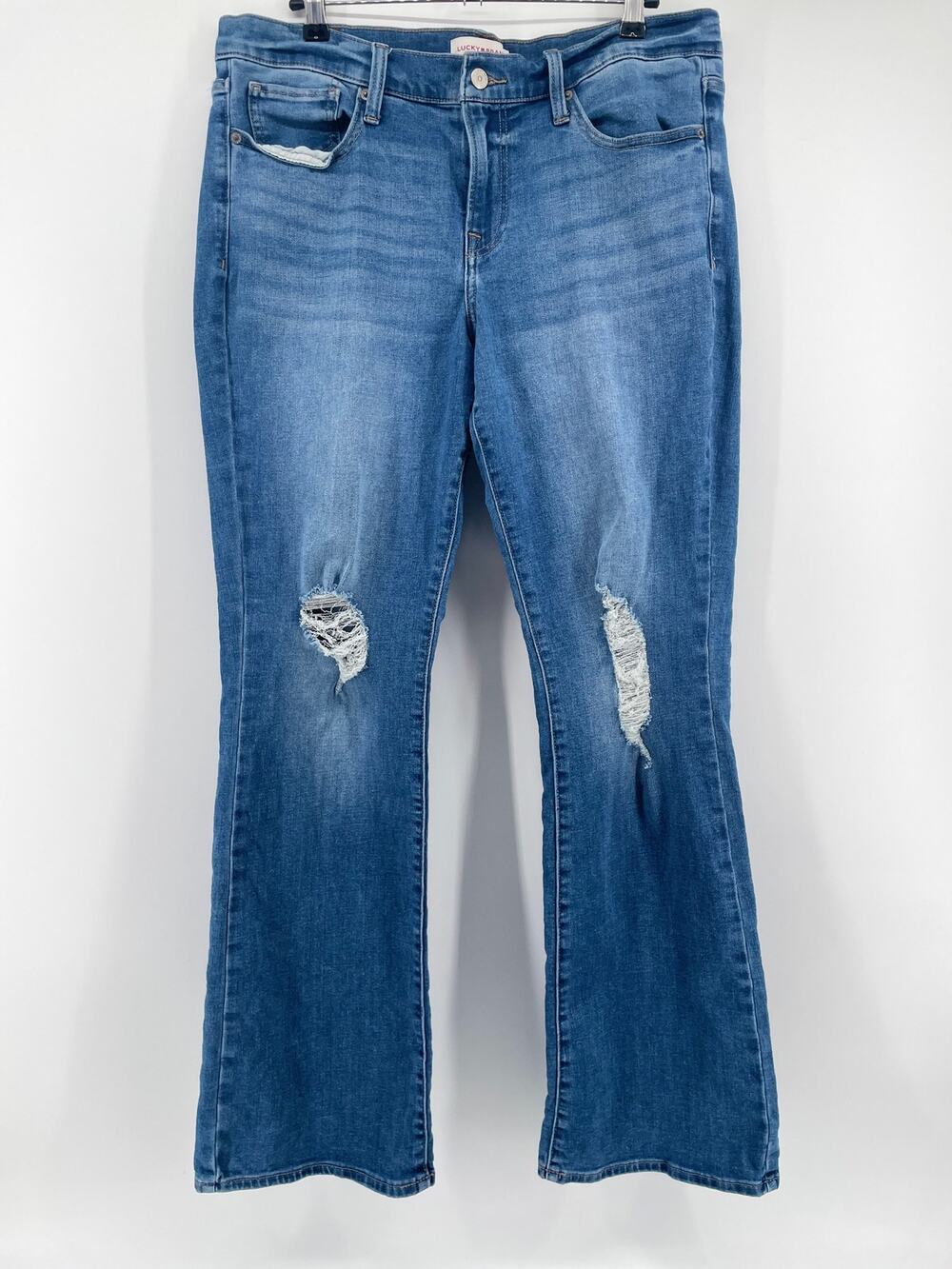 Lucky Brand Sweet Mid Rise Boot Jeans Women’s 14/32 R 32x32 Med Wash Distressed